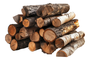 Fire wood stack isolated on transparent background