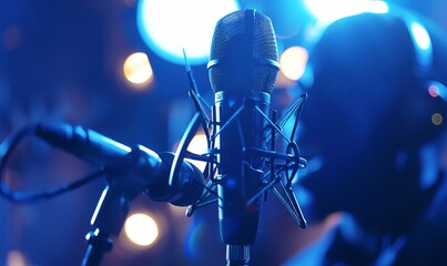 Studio Microphone with Blue Lighting