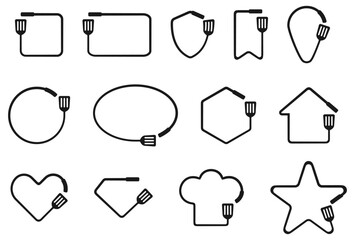 Set Frame Shape Made of Spatula Vector Logo Design Element Collection.