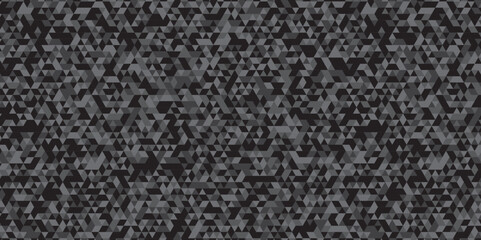 Triangle shape retro wall grid pattern geometric ornament tile vector square element. Abstract geometric black and gray background seamless mosaic and low polygon triangle texture wallpaper.