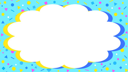 夏のイベントフレーム　素材　枠　飾り枠　吹き出し　囲み　ポップ　さわやか　おしゃれ　もくもく　もこもこ　ふわふわ　見出し　タイトル　表紙　キャンペーン　特集　暑中見舞い　お中元　16:9