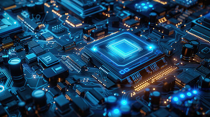 Fototapeta premium Electronic components, integrated circuit boards, electronic devices