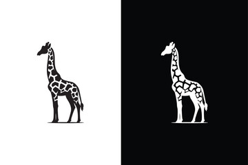 Giraffe vector icon silhouette isolated on a white black background.