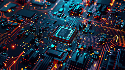 Obraz premium Electronic components, integrated circuit boards, electronic devices