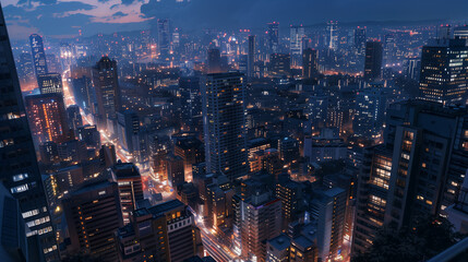 Obraz premium 夜の街並み