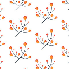 Seamless pattern autumn branch. Graceful plant. Isolated object. Flat vector illustration