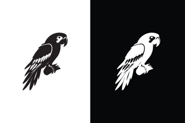 Parrot icon silhouette isolated on white black background. Parrot icon vector illustration