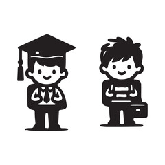 Vector illustration clipart Children's group set black silhouette on an isolated white background