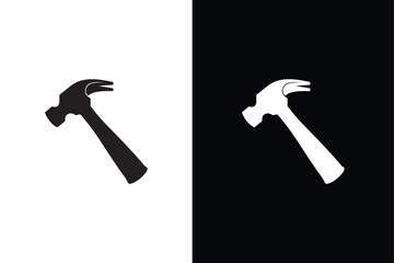 Hammer icon template black white color editable. Hammer symbol Flat vector sign white black background.