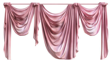 A pink curtain with a white border isolated on a transparent background
