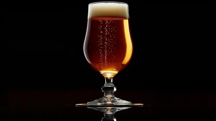 Pure Clarity: Side View of a Glass of Beer Isolated on Black Background