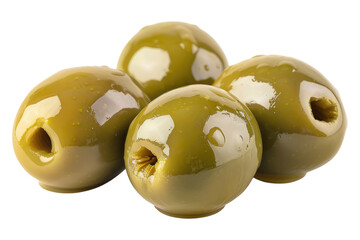 Green olives isolated on transparent background