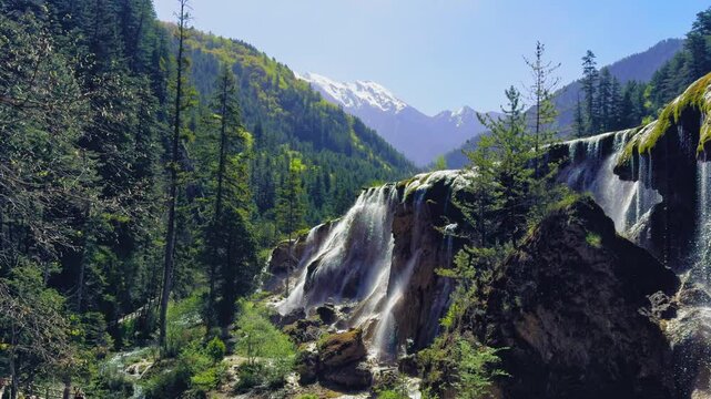 Pearl Shoal Waterfall in Jiuzhai Valley National Park, China.