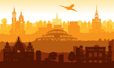 Naklejka premium poland famous landmark silhouette style