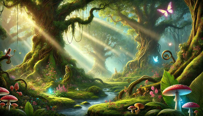 幻想的で美しい森の中