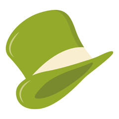 St. Patrick's Day Leprechaun Hat with Tree Leaves Clover Icon. Isolated on White Background. Vector Illustration.