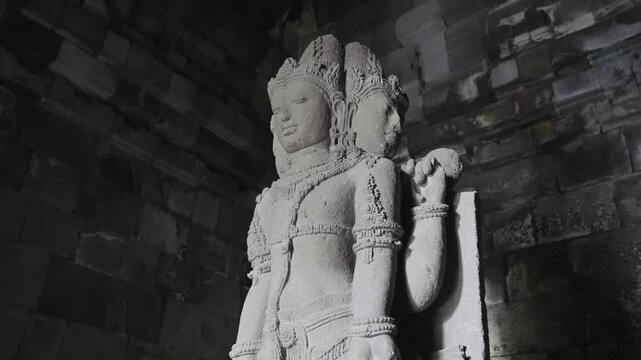 Close up of Shiva Siwa Statue inside of the big main candi at the famous Prambanan Temple in Yogyakarta Java Indonesia