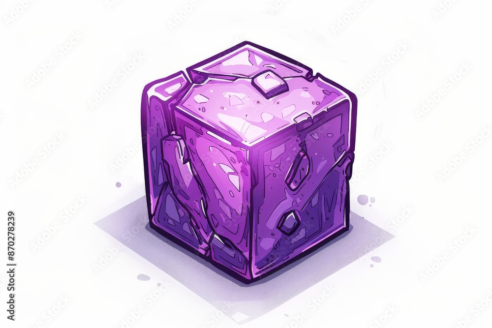 Aufkleber shiny purple cube with intricate patterns representing modern design and futuristic aesthetics
