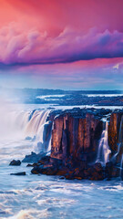 Fototapeta premium Illustrated Natural Background for Phone Wallpaper - Water Fall