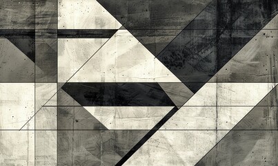 Abstract Geometric Art with Grey and White Tones