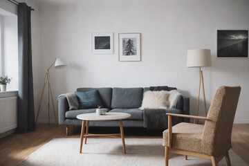 cozy scandinavian home living room interior