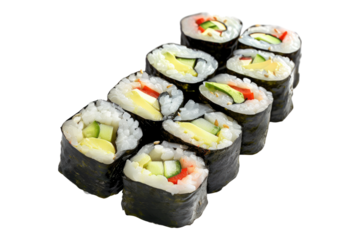 Korean Sushi roll isolated on transparent background