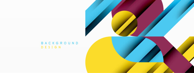 Geometric diagonal line and circle shape, wide abstract background