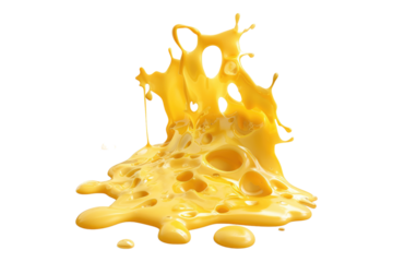 Melted cheese isolated on transparent background