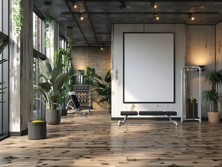 Minimalistic White Frame Backdrop in Contemporary Home Gym with High Tech Equipment