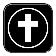 Fototapeta premium Weißes Icon auf schwarzem Button: Tod oder Kreuz