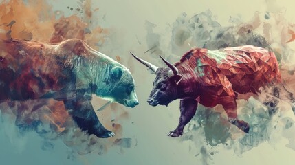 Bull and Bear Watercolor Artwork