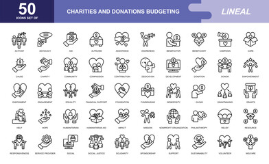 Charities and Donations icon set