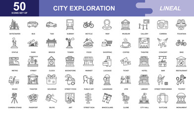 City exploration icon set
