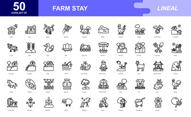 Farm stay icon set