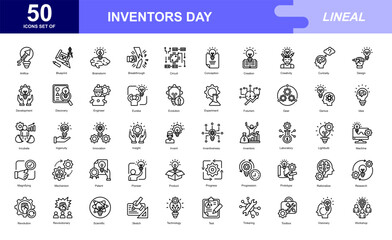 Inventors Day icon set