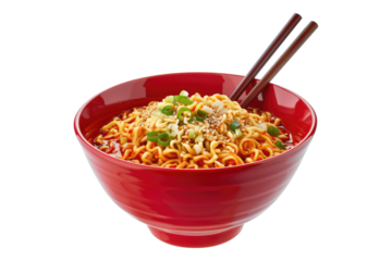 Noodle in bowl isolated on transparent background