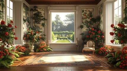 Ornate Molded Frame in Elegant English Country Manor Interior