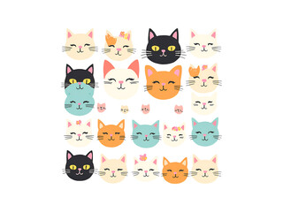 Obraz premium Funny Cats Clipart, Funny Cat Faces 