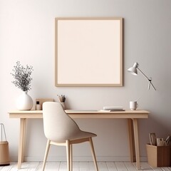 Blank vertical poster frame mockup in cozy home interior background. Photo Frame Mockup Luxurious with white wall background