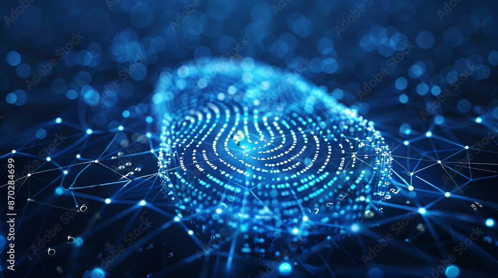 Poster a digital representation of a wi-fi signal, composed of interconnected dots forming concentric semi-