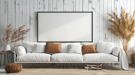 Minimalist Living Room with White Walls and a Sofa
