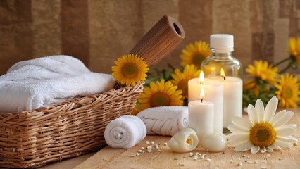 spa setting with flowers