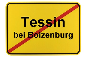 Illustration eines Ortsschildes der Gemeinde Tessin bei Boizenburg in Mecklenburg-Vorpommern