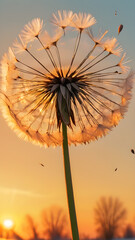 Obraz premium dandelion on the sky background