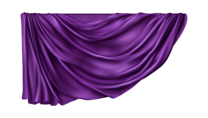 Dark Purple silk curtain alone isolated on transparent background, cut out
