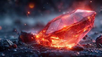 Hyper-Realistic Rendering of Gemstone-Textured Model: Dramatic Lighting and Cinematic Flair