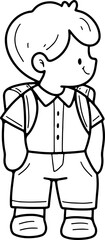 schoolchild preparing to go back to school cartoon cute hand-painted illustration