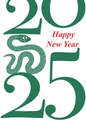 Merry Christmas postcard. Chinese New Year of the Snake