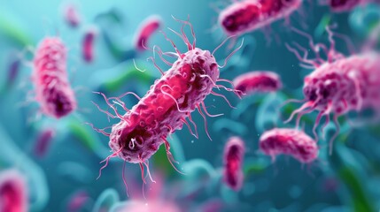 Fototapeta premium Airborne disease, microscopic pathogens, health risk, floating bacteria, infection control