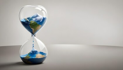 Time is running out for planet earth concept, earth in an hourglass